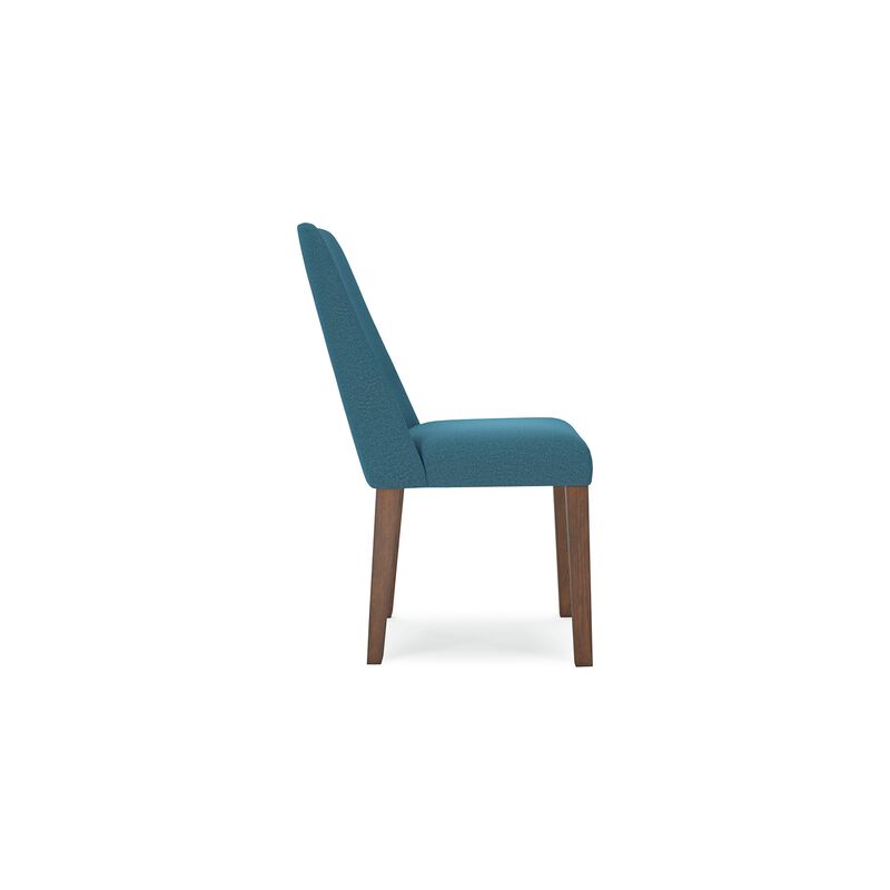 Jeyn Dining Side Chair Set of 2, Solid Hardwood, Blue Polyester Fabric - Benzara