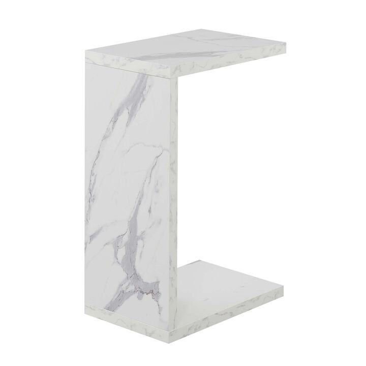 Convenience Concepts Northfield Admiral C End Table, 18 x 11.5 x 26, White Faux Marble