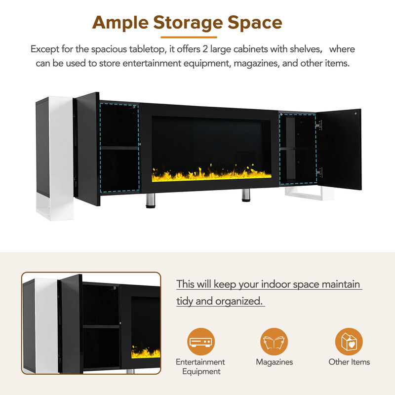 Merax Modern TV Stand with Non-heating Electric Fireplace