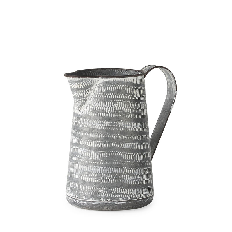 HomeRoots 8" Gray And White Striped Metal Tapered Jug Vase image number 0