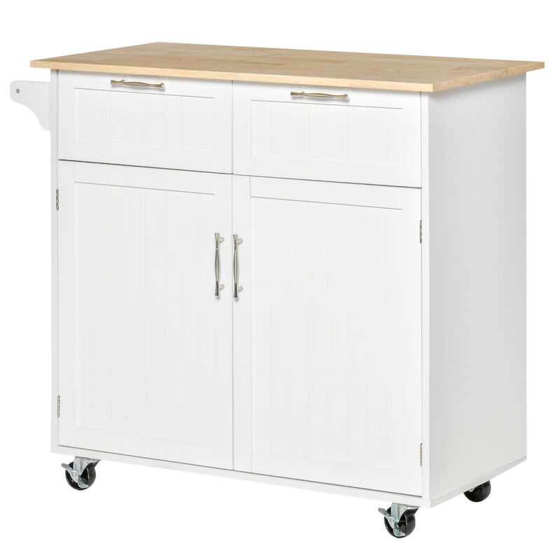Modern Wooden Rolling Kitchen Island Storage Cart Serving Trolley w/ Towel Rack