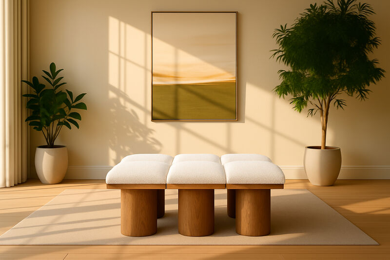 Meridian Furniture Pavilion Cream Boucle Fabric Bench