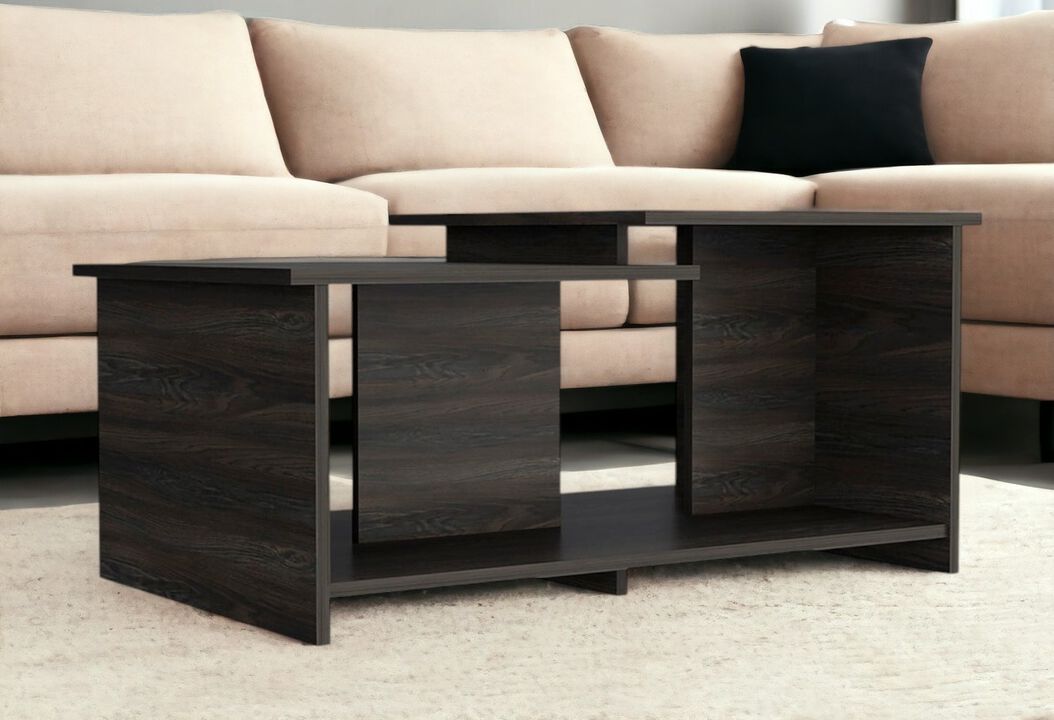 HomeRoots 35" Espresso Wood Coffee Table With Shelf