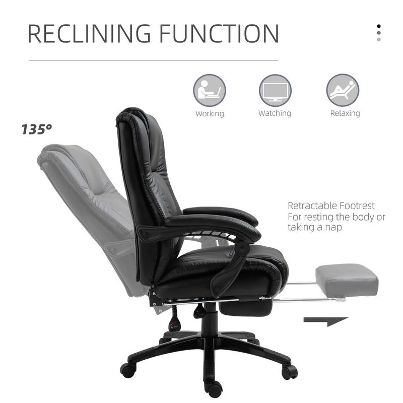 Black Executive Comfort: High Back Office Chair with Footrest