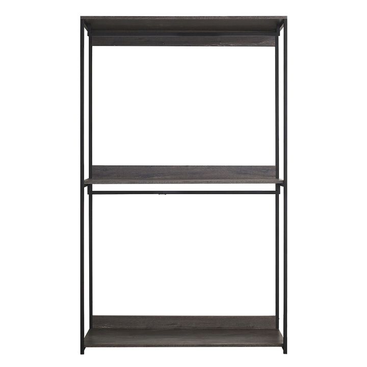 FC Design Klair Living 47" Farmhouse Wood Walk-in Closet Organizer with One Shelf in Rustic Gray