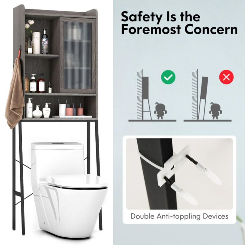Hivvago Over the Toilet Storage Cabinet with Sliding Acrylic Door and Adjustable Shelves