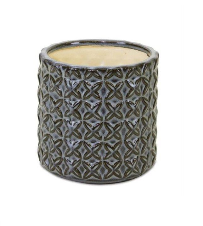 Hivvago Gray and Brown Set of Two Clay 7.20346 ounce Round Pot Planter