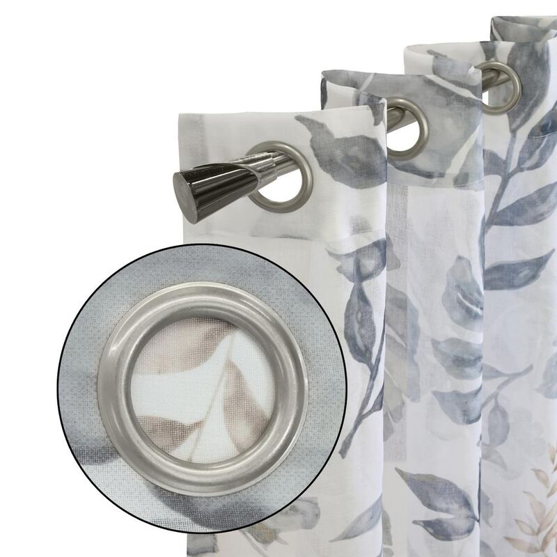 Habitat Alba Sheer Botanical Leaf Design Touch of Nature to Your Home or Office Grommet Curtain Panel 52" x 95" Taupe