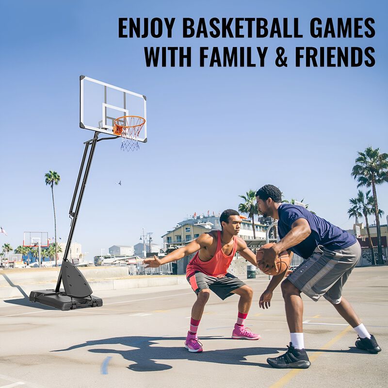 Adjustable Portable Basketball Hoop with Backboard, Wheeled Base for Driveway and Backyard-Black image number 5