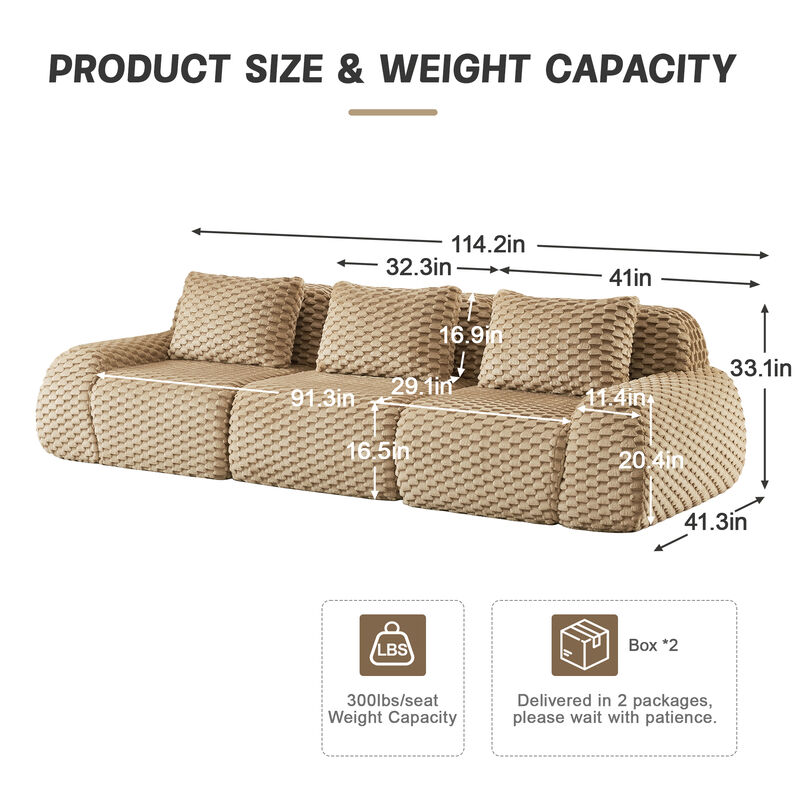 Merax Minimalist Modular Sofa with Flannelette Fabric image number 6