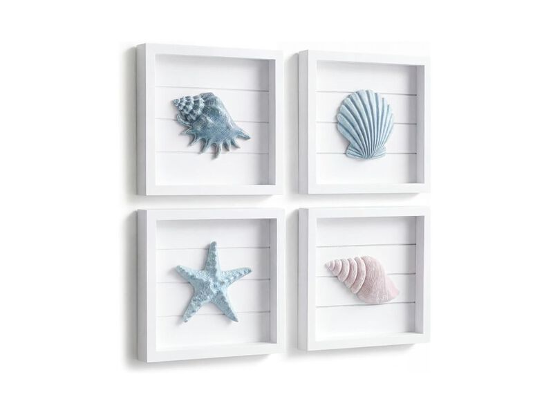 3D Coastal Seashell Starfish Wall Art Set Beach Ocean Decor for Bathroom Home image number 0