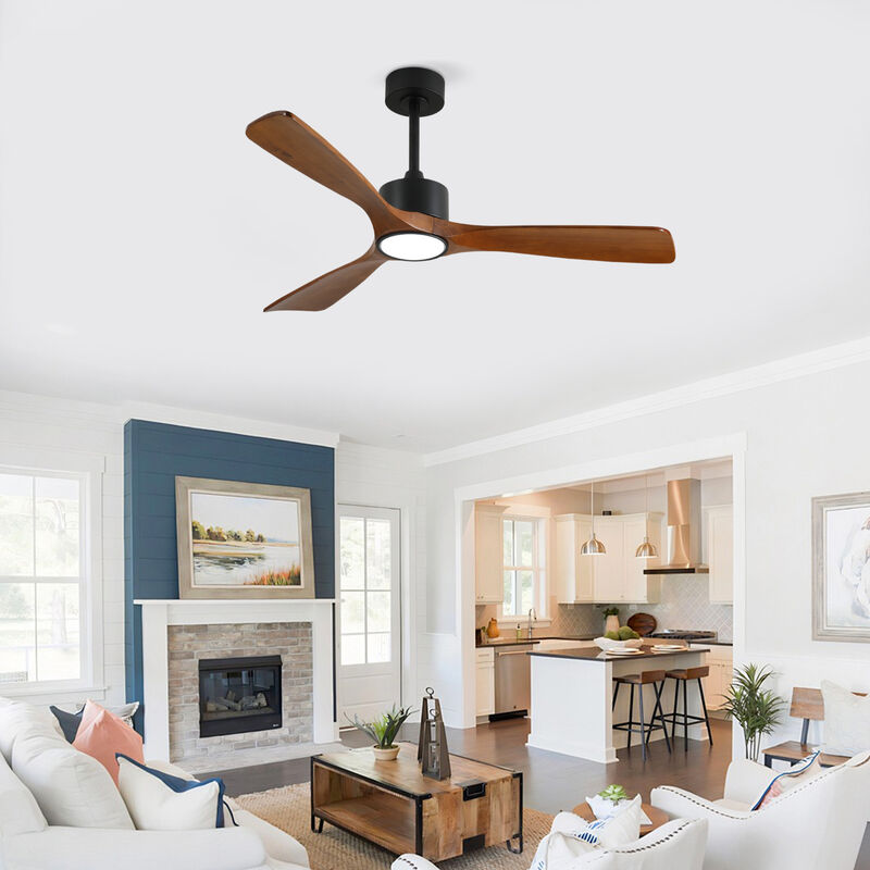 ELEMENT ACE 52 Inch 3 Rod Ceiling Fan with Dimmable LED Light Kit, 6 Speed Reversible Quiet DC Motor, Remote Control for Patio Living Room Bedroom Office Indoor Use image number 3