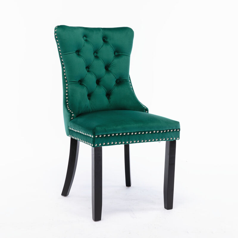 Streamdale Contemporary Green Velvet Dining Chair Set image number 2