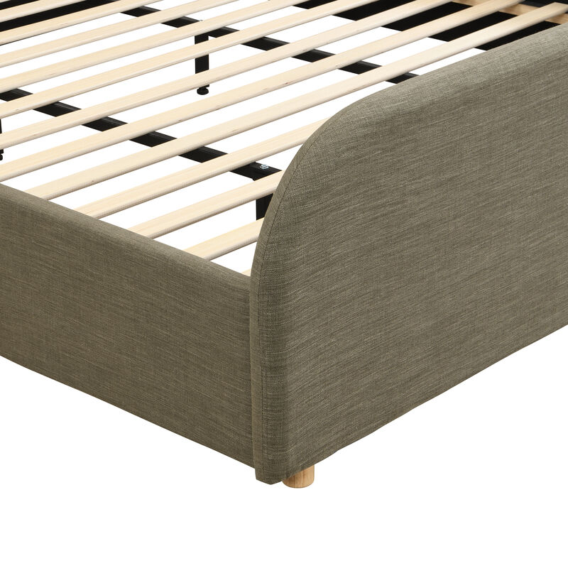 Christopher Knight Home Phineas Modern Linen Upholstered Bed Frame with Curved Headboard image number 7