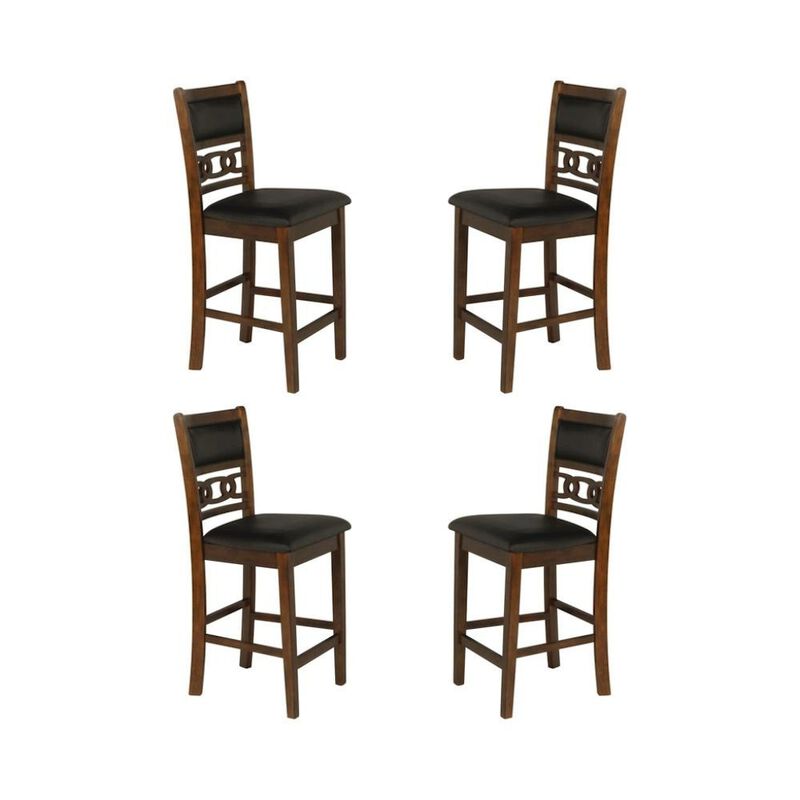 Brown Wood Counter Height Dining Chair Set of 4, PU Seat, Solid Construction image number 0