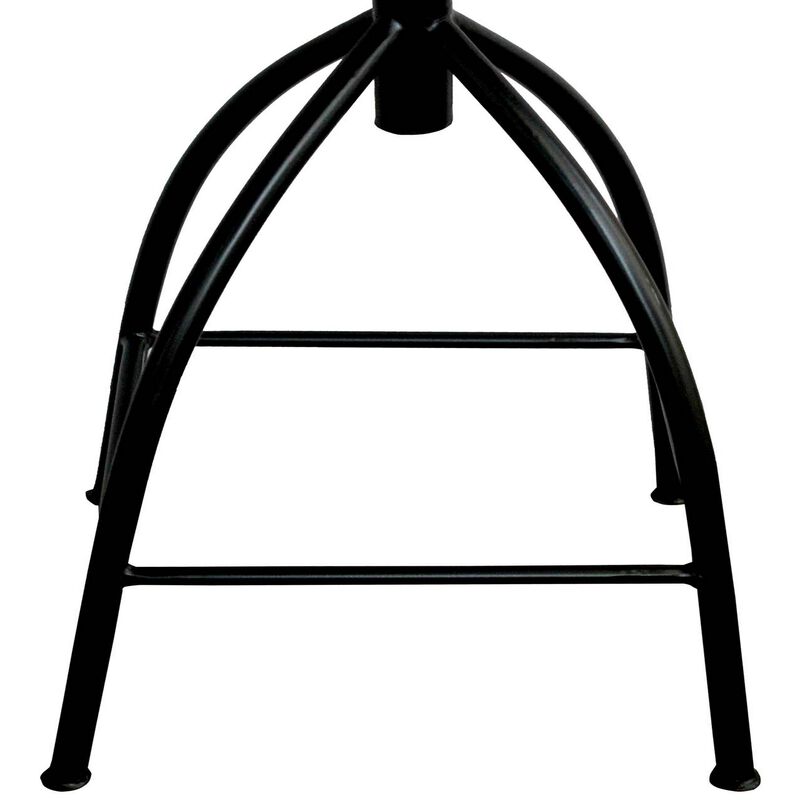 30-35 Inch Industrial Style Adjustable Swivel Bar Stool With Backrest-Benzara