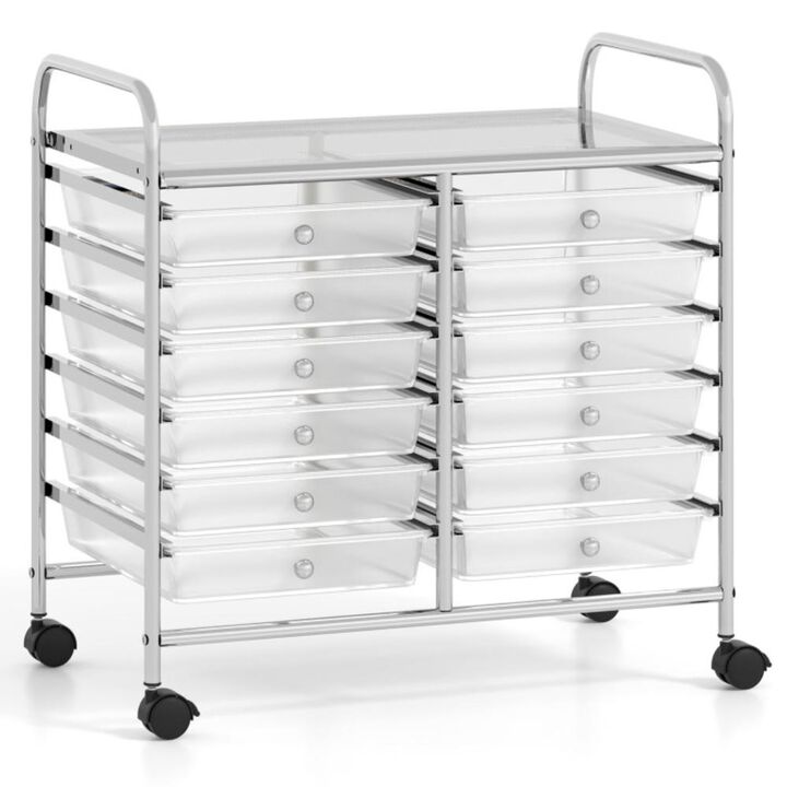 Hivvago 12 Drawers Rolling Storage Cart for Home and Office