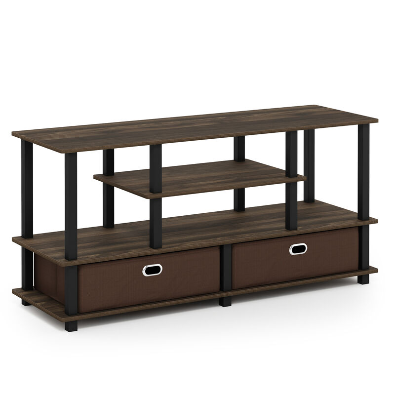 Furinno Furinno JAYA Large TV Stand for up to 50-Inch TV with Storage Bin, Columbia Walnut/Black/Dark Brown