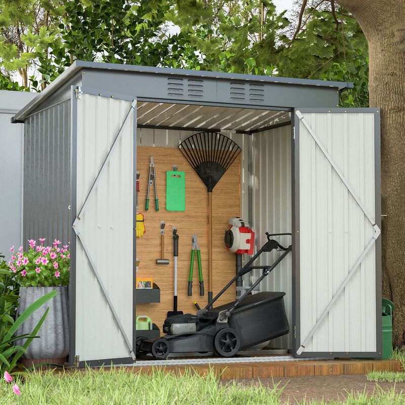 Mondawe 6x4 ft Black Outdoor Storage Shed with Hinged Doors