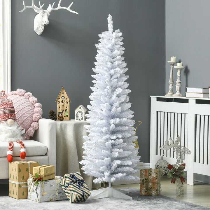 5 ft Snow Flocked Artificial Pencil Christmas Tree