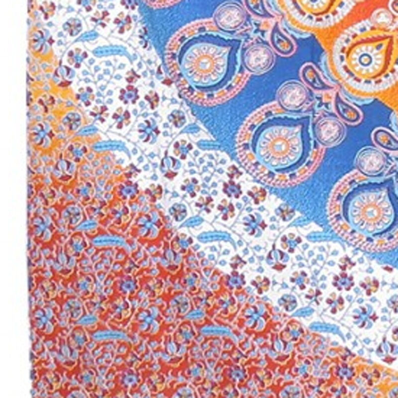 HomeRoots 92" X 84" Orange Blue And Yellow Mandala Cotton Hanging Tapestry image number 2