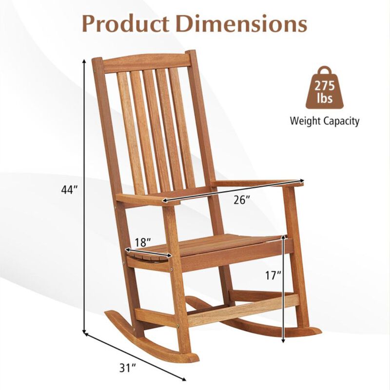 Hivvago Patio Rocking Chair Ergonomic High-Back Outdoor Rocker with Smooth Rocking Base
