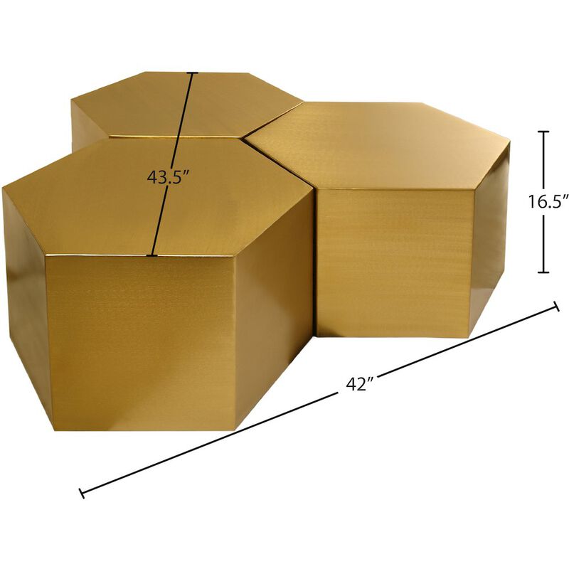 Meridian Furniture Hexagon Brushed Gold Coffee Table