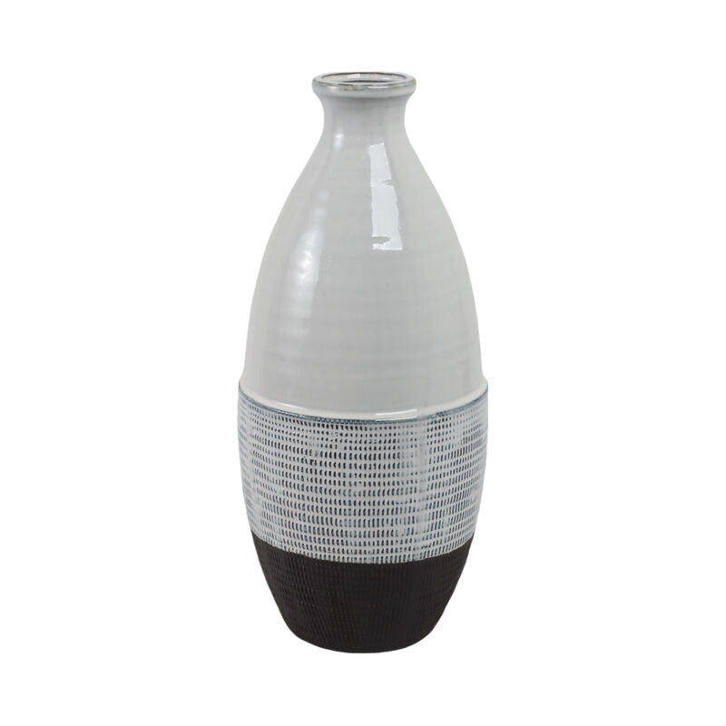 18x8" Textured Bottom Vase, Grey image number 2
