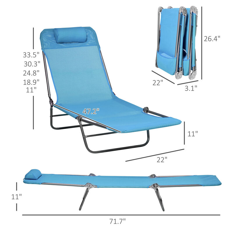 Hivvago 2-Piece Folding Chaise Lounge Chairs with Reclining Back image number 2