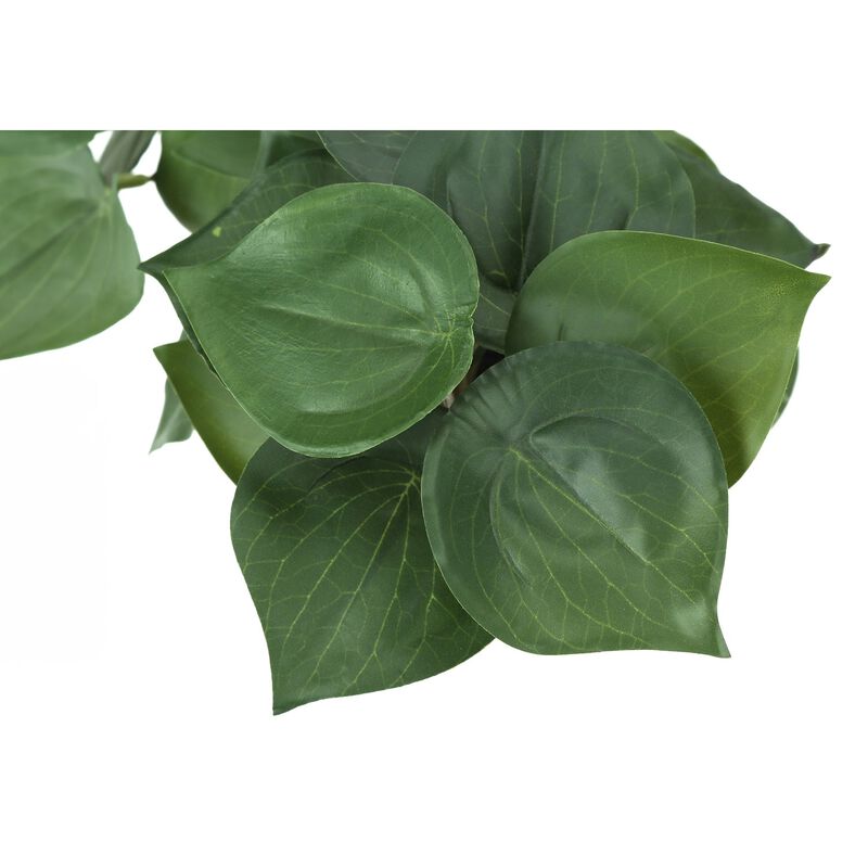 Monarch Specialties I 9582 - Artificial Plant, 8" Tall, Alocasia, Indoor, Faux, Fake, Table, Greenery, Potted, Set Of 2, Decorative, Green Leaves, White Cement Pots