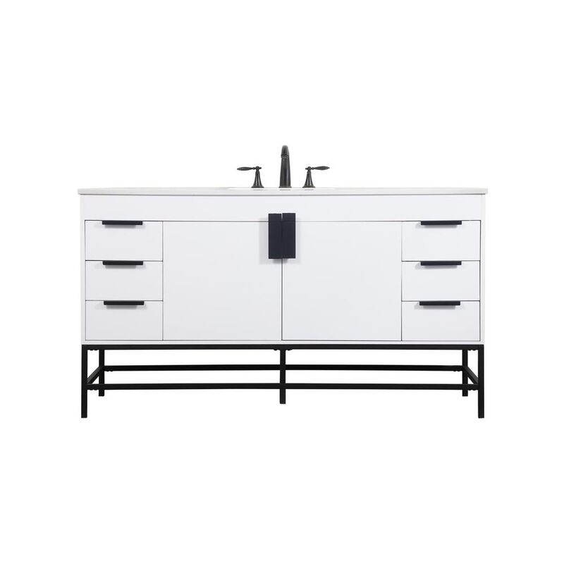 Elegant Kitchen and Bath 60 inch Single bathroom vanity in white