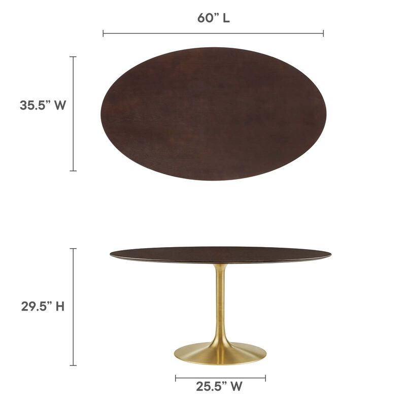 Modway - Lippa 60" Oval Wood Grain Dining Table Gold Cherry Walnut image number 5