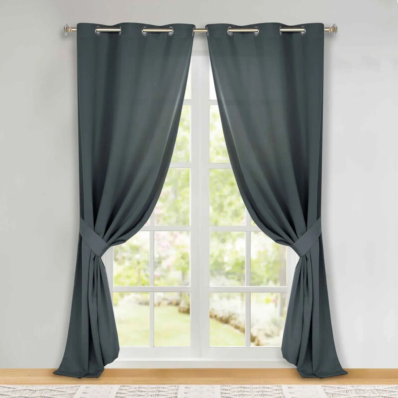 Set of 2 Solid Room Darkening Blackout Window Curtain Panels image number 1