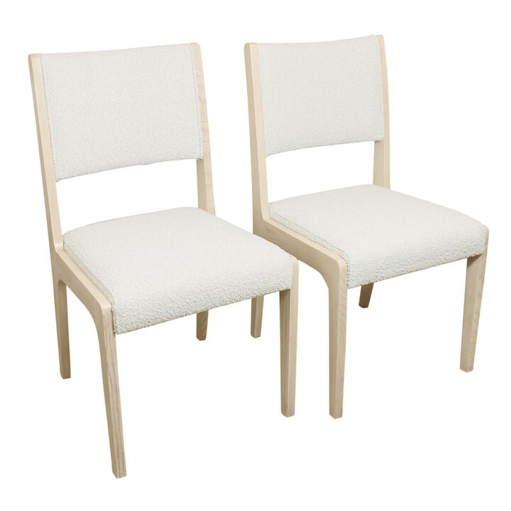 2-Piece Set: Ash Side Chair in Ivory Boucle Fabric