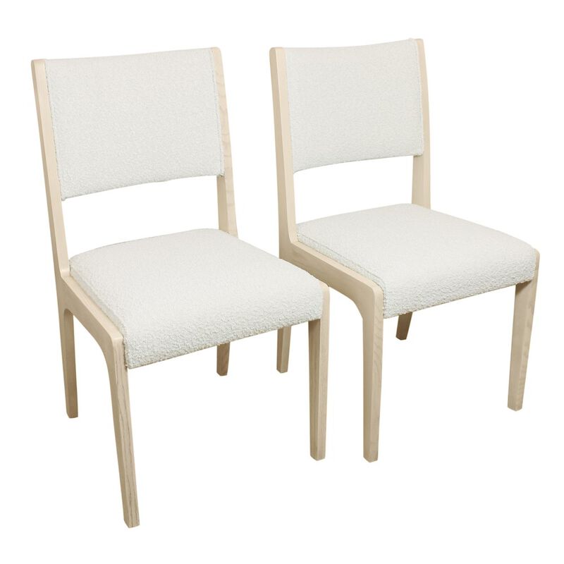 2-Piece Set: Ash Side Chair in Ivory Boucle Fabric