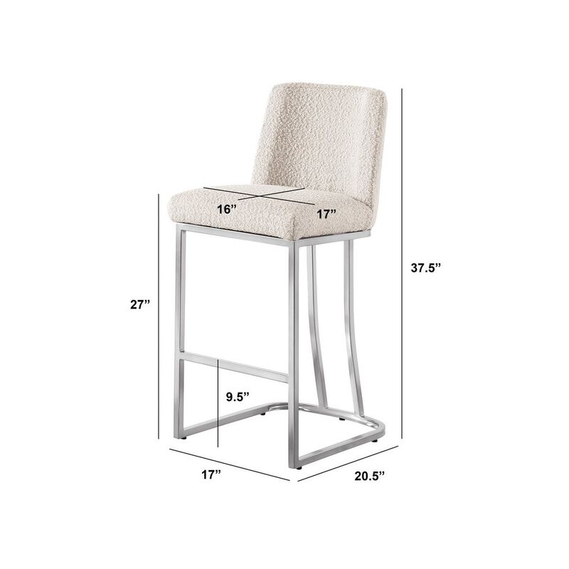 Best Quality Furniture Cream With Silver Base Counter-Height Chairs, Set Of 2