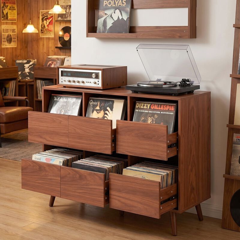 Flukro Vinyl Record Storage Media Console Cabinet image number 5