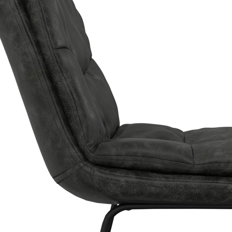 Danika Mid-Century Modern Counter Height stool (Set of 2) in Distressed Charcoal Grey Vegan Faux Leather