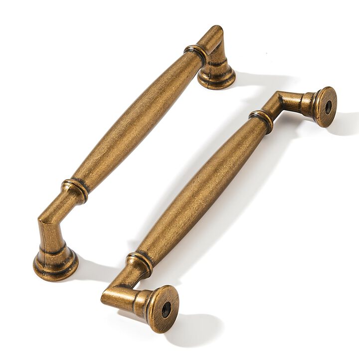khtumeware 2 Pack 5 Inch(128mm) Antique Brass Cabinet Pulls Heavy Duty Solid Vintage Brass Cabinet Handles Kitchen Antique Bronz
