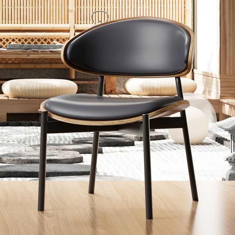 Leather Dining Chair with Wooden Frame & Metal Legs 2-piece 20.47"