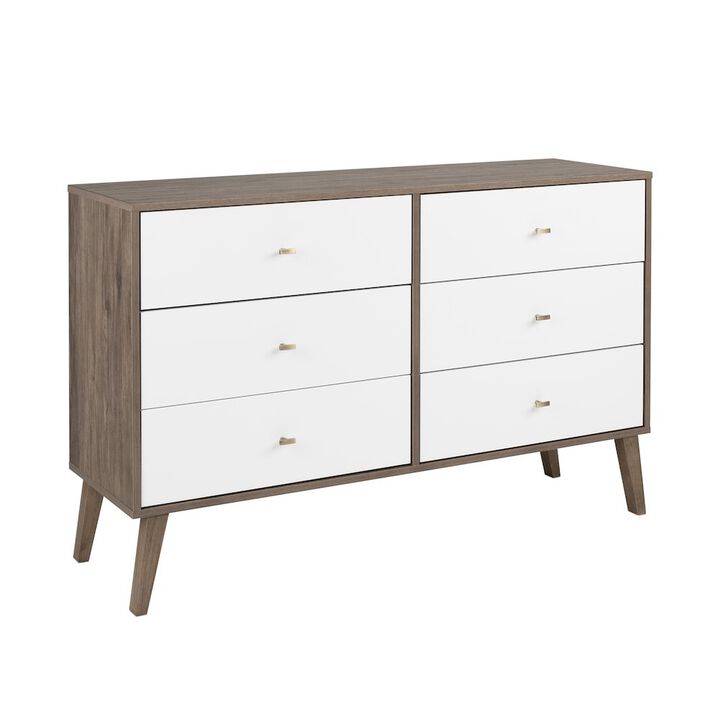 Prepac Milo 6-drawer Dresser, Drifted Gray and White