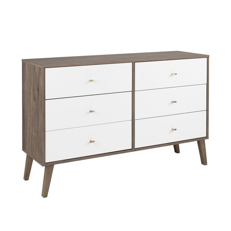 Prepac Milo 6-drawer Dresser, Drifted Gray and White