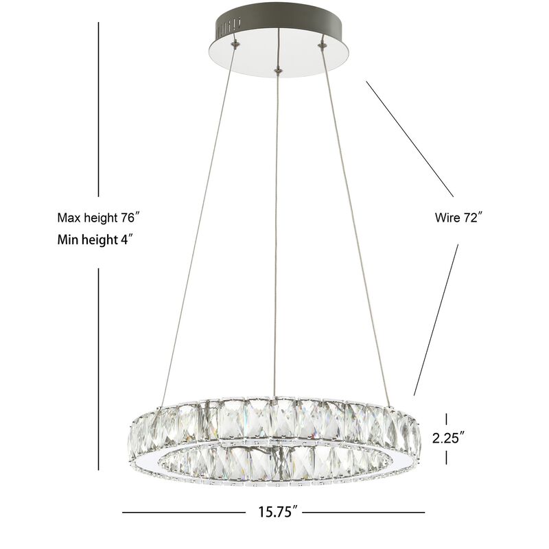Reese 15.7" Adjustable Integrated LED Metal/Crystal Pendant Pendant