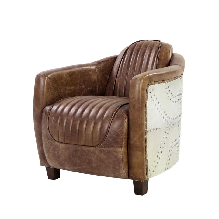 Brancaster Chair in Retro Brown Top Grain Leather & Aluminum