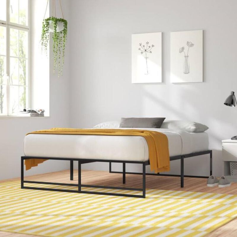 Hivvago Queen Size Black Metal Platform Bed Frame with Under-Bed Storage Space