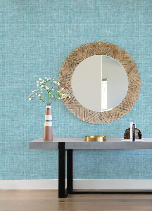 Emerson Light Blue Faux Linen Wallpaper (Set of 2)