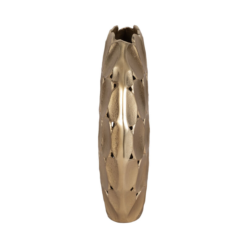 Metal 13" Oval Vase, Champagne image number 3