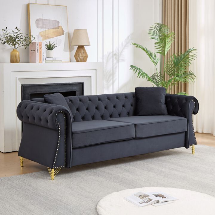 Brast Velvet Chesterfield Sofa