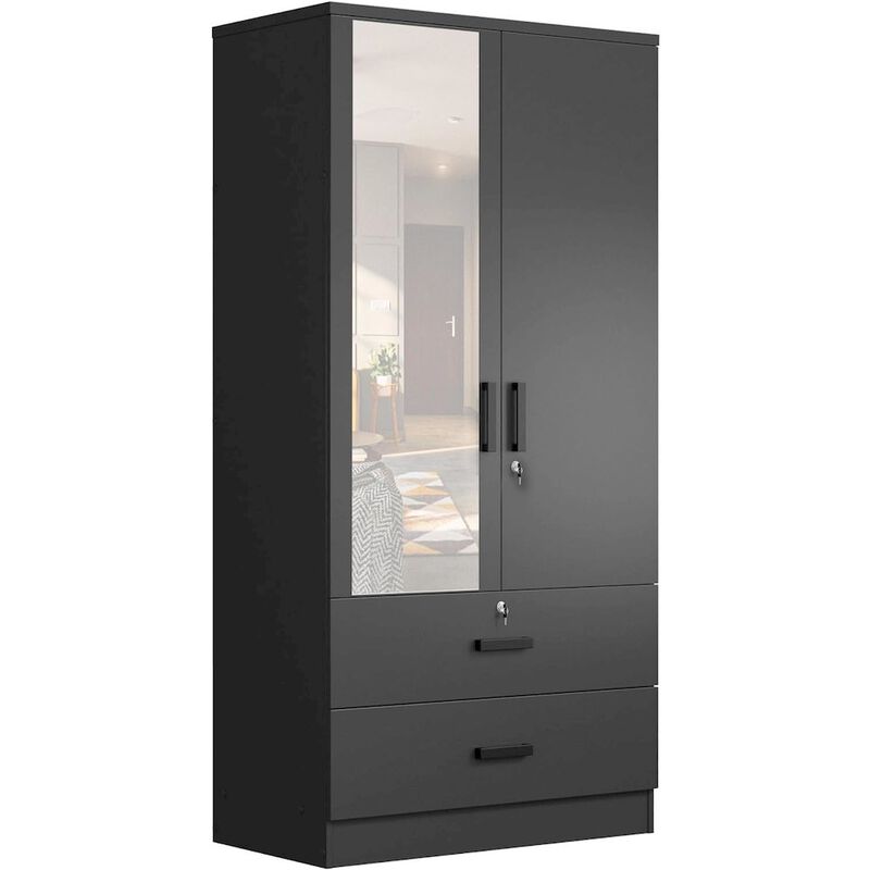 Woodpeckers Furniture And Mattress Mirrored Wardrobe with Drawers