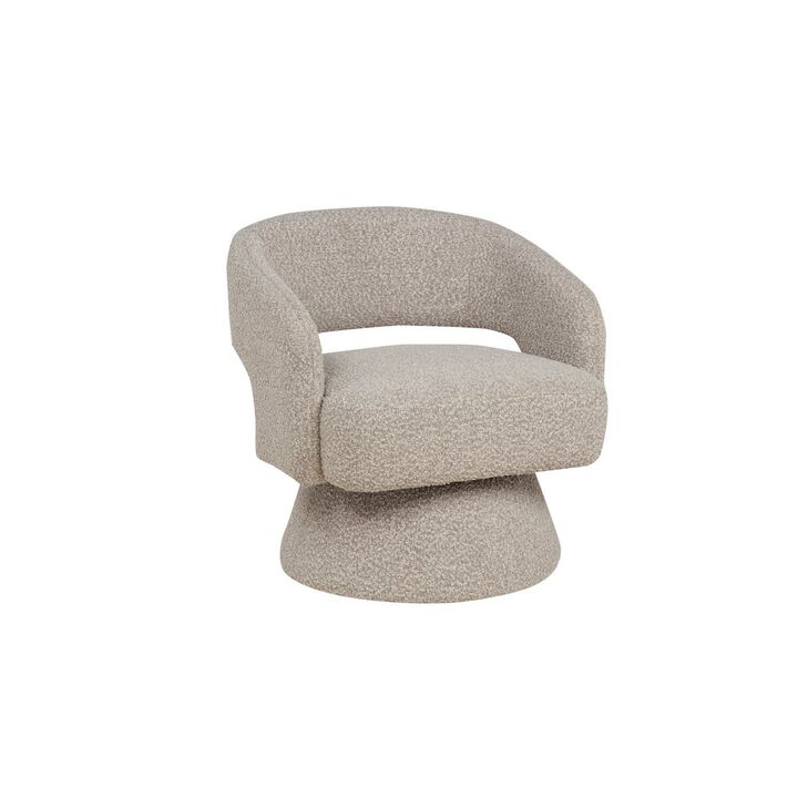 Best Quality Furniture Gray Boucle Swivel Accent Barrel Chair